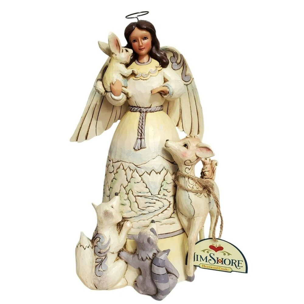 Jim Shore Christmas Angel Peace to All Woodland Animals Deer Fox Racoon Bunny - Picture 4 of 16